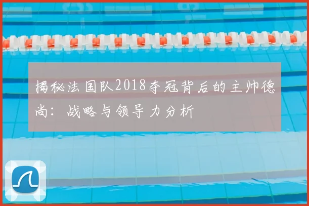 揭秘法国队2018夺冠背后的主帅德尚：战略与领导力分析